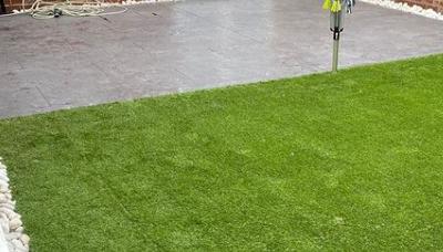 Artificial grass in a garden